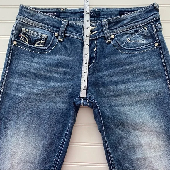 VIGOSS The Chelsea Capri Embroidered Faded Whiskered Stretch Jeans Size 7/8 - Picture 8 of 16